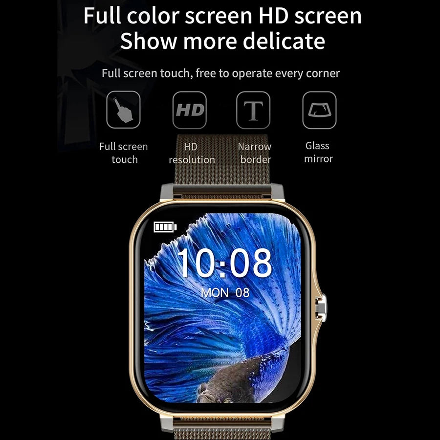 Reloj inteligente, llamadas/marcación inalámbrica, modo multideporte, múltiples alertas de aplicaciones, compatible con iPhone/Android