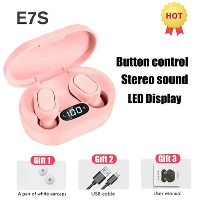 Auriculares inalámbricos TWS E7S con Bluetooth, deportivos, resistentes al agua, con micrófono y compatibles con todos los teléfonos inteligentes.