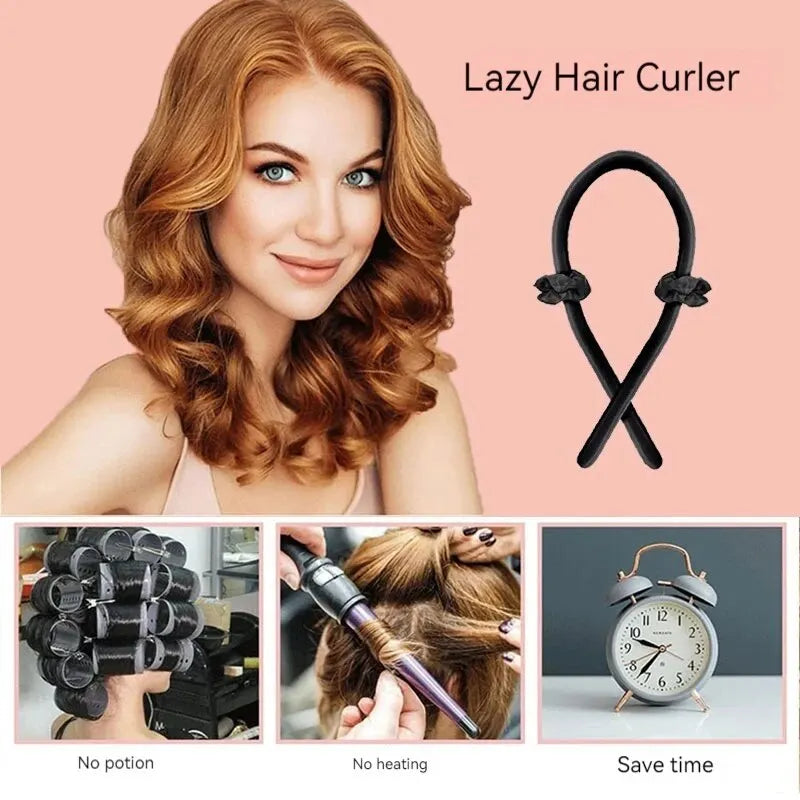 Diadema rizadora sin calor, no daña el cabello ni produce permanente, cómoda de llevar, juego de 4 herramientas para rizar el cabello durante el sueño.