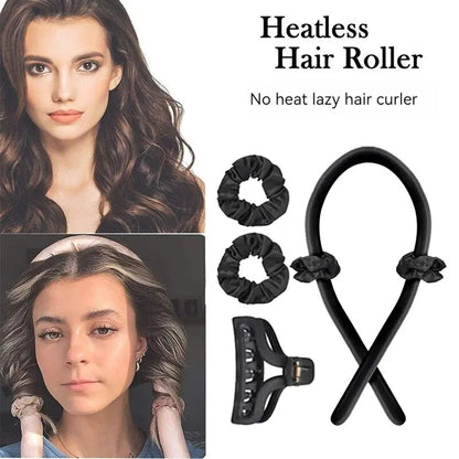 Diadema rizadora sin calor, no daña el cabello ni produce permanente, cómoda de llevar, juego de 4 herramientas para rizar el cabello durante el sueño.