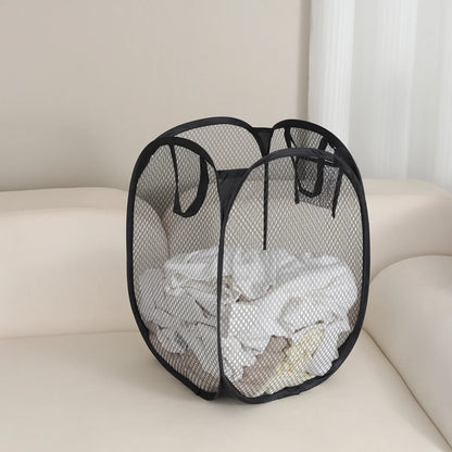 Cesta de lavandería plegable y portátil con rejilla de red para guardar juguetes de niños, cesta para ropa sucia, cesta para ropa sucia, cesta para guardar ropa en casa