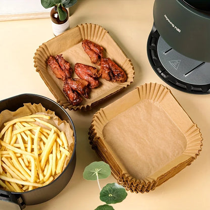 Papel especial para freidora de aire, papel de silicona absorbente de aceite, almohadilla especial para alimentos, platos de papel para el hogar, 50/100 unidades