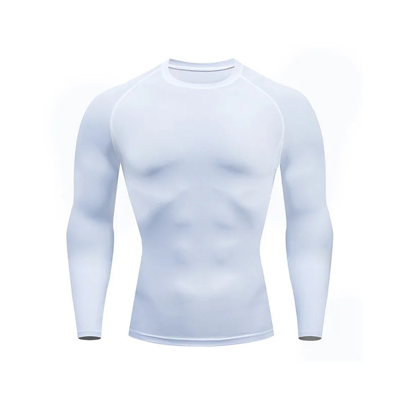 Camiseta de manga larga para hombre, para correr, baloncesto, entrenamiento, ajustada, elástica, de secado rápido y compresión.
