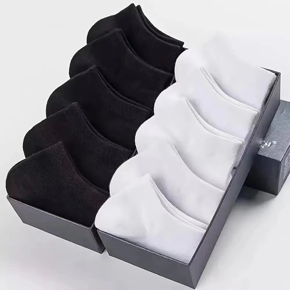 8/10 pairs of men's boat socks for business sports, sweat absorption, mature summer, autumn, solid color, no pilling, versatile