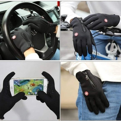 Guantes de invierno para hombre, impermeables, resistentes al viento, fríos, para snowboard, motocicleta, conducción, cálidos, con cremallera y pantalla táctil.