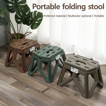 Taburete plegable portátil, banco pequeño grueso, taburete para acampar al aire libre, taburete de puesto, taburete de pesca, taburete bajo portátil de plástico
