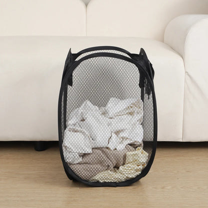 Cesta de lavandería plegable y portátil con rejilla de red para guardar juguetes de niños, cesta para ropa sucia, cesta para ropa sucia, cesta para guardar ropa en casa