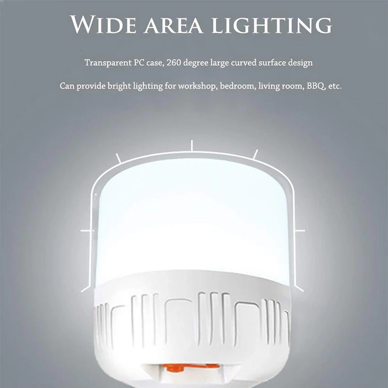 Bombilla LED nocturna recargable e impermeable, luz de emergencia regulable, para exteriores, barbacoa, tienda de campaña, patio y jardín.