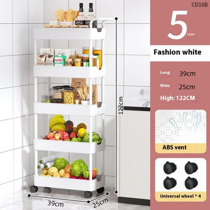 Estante de almacenamiento móvil con ruedas, carrito organizador de alta capacidad, estantería para dormitorio y baño.