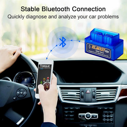 Escáner OBD2 ELM327 V2.1 para diagnóstico de vehículos, comprobación del motor, lector de códigos y detector de fallos.