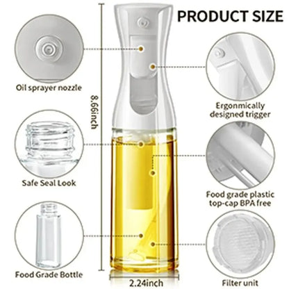 Botella pulverizadora de aceite de 200/300 ml para cocinar, pulverizador de aceite de oliva para barbacoa, herramienta para picnic