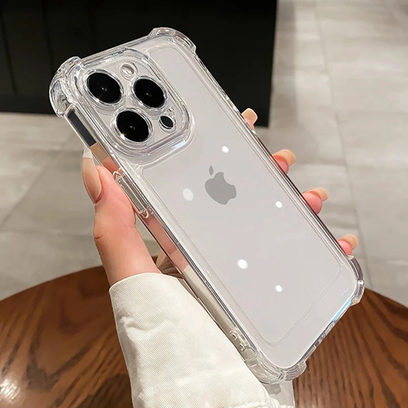 1.5MM Thick Air-Bag Clear Phone Case For iPhone 11 12 13 14 15 Pro Max SE 2020 7 8 Plus 13 Mini Thick Shockproof Silicone Cover