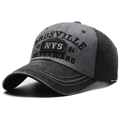 Gorra de béisbol Four Seasons para hombre, informal, de algodón lavado desgastado, con letras bordadas, ala curva, protección solar