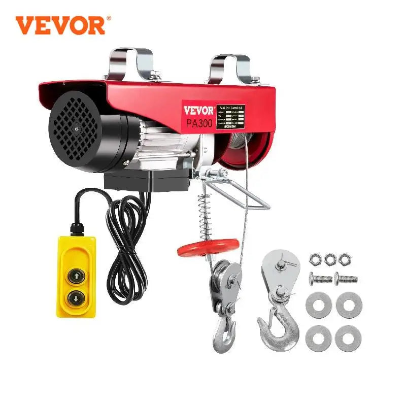 Grúa elevadora eléctrica VEVOR de 250/300 kg con cabrestante para barcos, coches, garajes y ascensores con control remoto por cable.