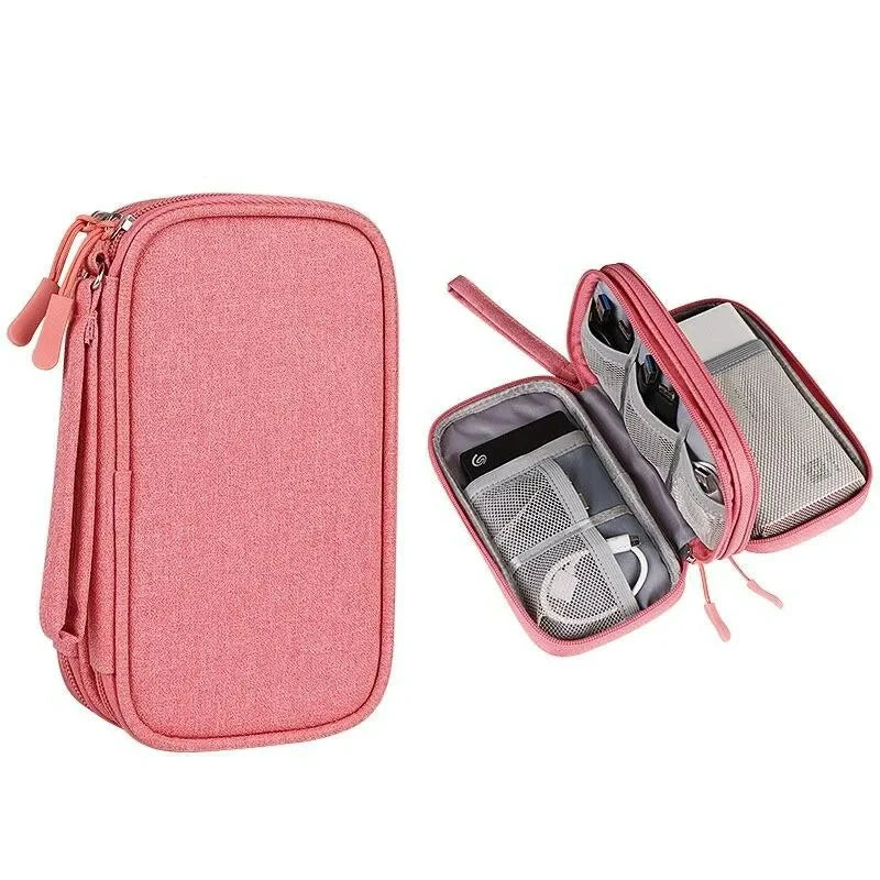 Bolsa organizadora portátil para almacenamiento de productos digitales de viaje, bolsa multicapa para cables de auriculares, bolsa para cargar cables de datos USB