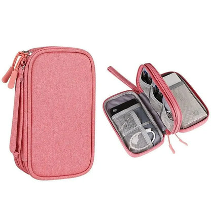 Bolsa organizadora portátil para almacenamiento de productos digitales de viaje, bolsa multicapa para cables de auriculares, bolsa para cargar cables de datos USB