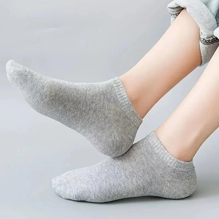 8/10 pairs of men's boat socks for business sports, sweat absorption, mature summer, autumn, solid color, no pilling, versatile