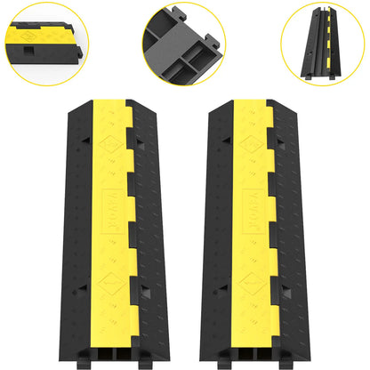 Protector de cable VEVOR para rampas, 2 canales, goma y PVC, 5000 kg, reductor de velocidad, estacionamientos, entradas de vehículos y tráfico.
