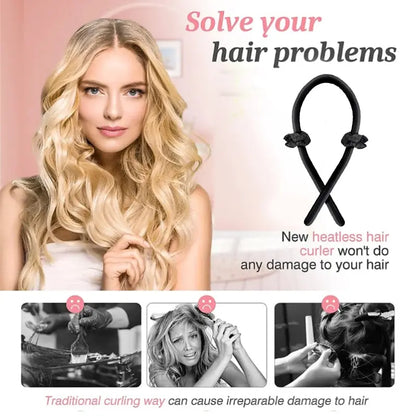 Diadema rizadora sin calor, no daña el cabello ni produce permanente, cómoda de llevar, juego de 4 herramientas para rizar el cabello durante el sueño.