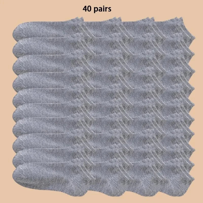 10/40 pares de calcetines náuticos para hombre, deportivos, de negocios, con absorción del sudor, para verano y otoño, de color liso, antibolitas, versátiles, hasta el tobillo.