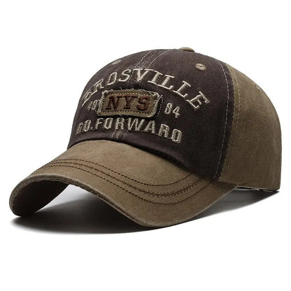 Gorra de béisbol Four Seasons para hombre, informal, de algodón lavado desgastado, con letras bordadas, ala curva, protección solar