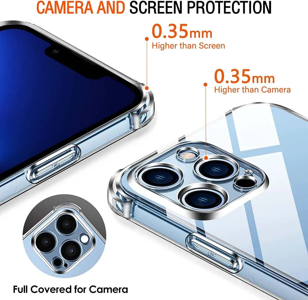 1.5MM Thick Air-Bag Clear Phone Case For iPhone 11 12 13 14 15 Pro Max SE 2020 7 8 Plus 13 Mini Thick Shockproof Silicone Cover