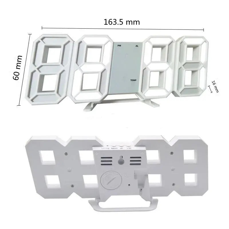 Mini reloj de pared digital LED 3D, reloj de escritorio, despertador electrónico, reloj de pared para sala de estar, temporizador de cocina DIY