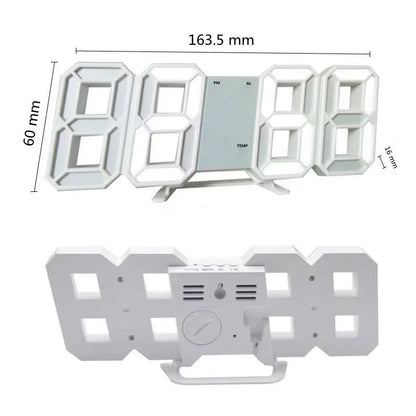 Mini reloj de pared digital LED 3D, reloj de escritorio, despertador electrónico, reloj de pared para sala de estar, temporizador de cocina DIY