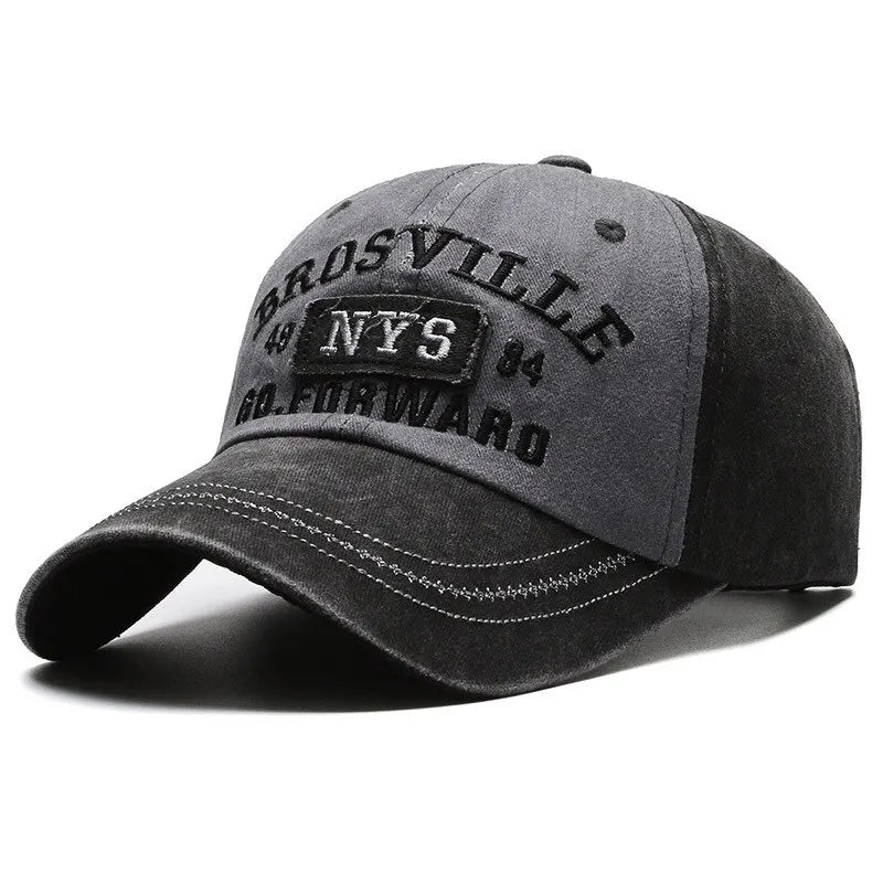 Gorra de béisbol Four Seasons para hombre, informal, de algodón lavado desgastado, con letras bordadas, ala curva, protección solar