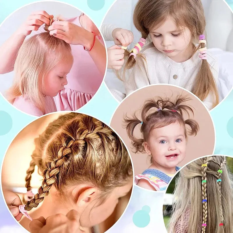 Juego de combinación de pinzas para el cabello con banda elástica para niños, círculo para el cabello de bebé, accesorio para el cabello con pinza de borde para niña, cuerda para el cabello de princesa bebé.