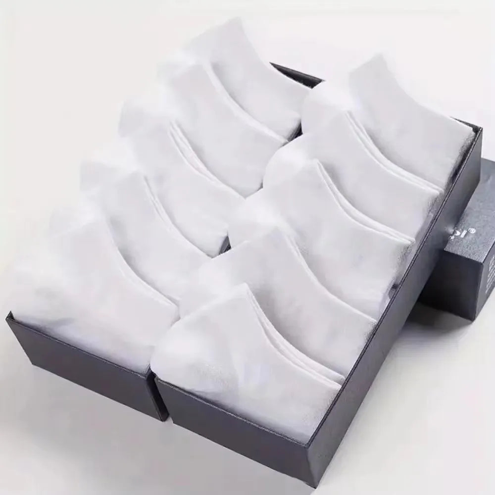 8/10 pairs of men's boat socks for business sports, sweat absorption, mature summer, autumn, solid color, no pilling, versatile