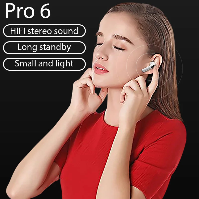 # Pro6 Wireless Bluetooth Headphones Tws Earphones Mini Heaset with Charging Case Waterproof Earbuds