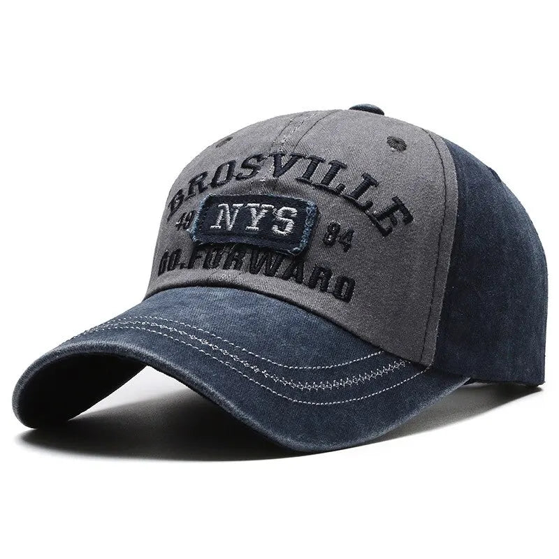Gorra de béisbol Four Seasons para hombre, informal, de algodón lavado desgastado, con letras bordadas, ala curva, protección solar