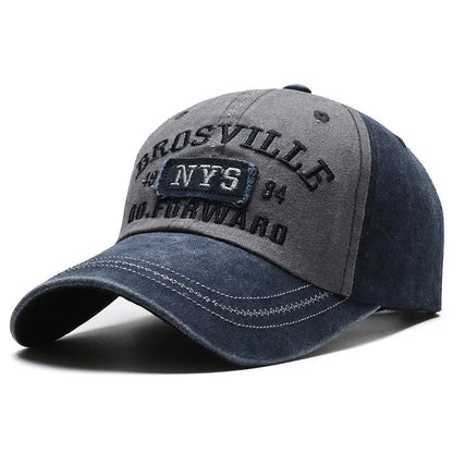 Gorra de béisbol Four Seasons para hombre, informal, de algodón lavado desgastado, con letras bordadas, ala curva, protección solar