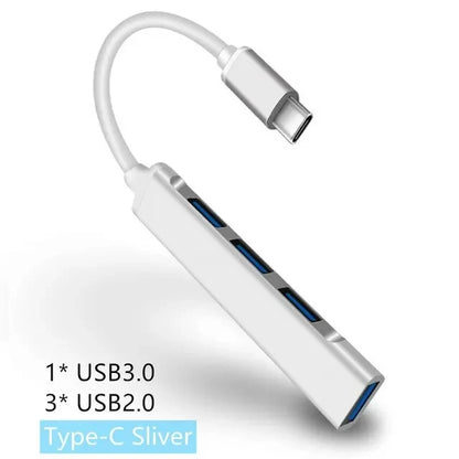 Extensor multifunción de un solo arrastre, concentrador de aleación de aluminio para portátil, divisor USB 3.0 tipo C, multiinterfaz para TV y teléfono móvil.