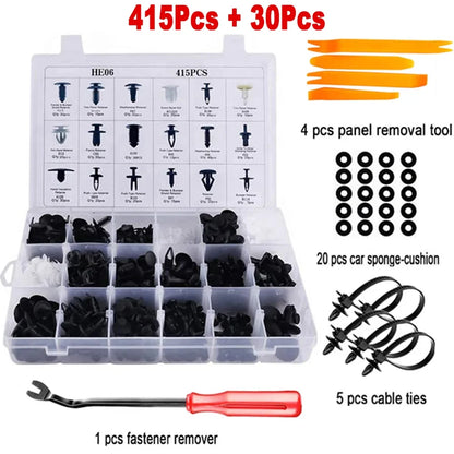 Kit de clips de sujeción para automóvil, remaches para guardabarros, 30 herramientas, remaches para carrocería, remaches, parachoques, molduras de puertas y paneles.
