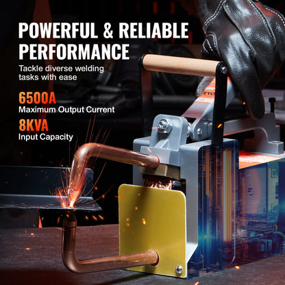 Soldadora por puntos portátil VEVOR de 8 kVA con punta de soldadura manual, máquina de soldadura por puntos para chapa de acero inoxidable y aluminio.