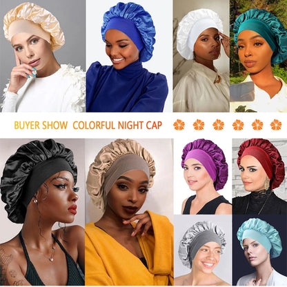 Gorro de seda redondo para dormir, gorro de ducha para mujer, accesorio para el cabello, productos de baño, gorro para el cabello, 1 unidad