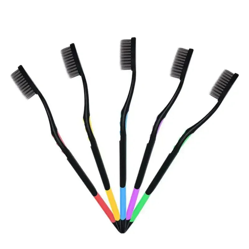 10 Pieces Packed Soft Bristle Bamboo Charcoal Black Hair Ultra-Fine Beauty Toothbrush Couple Suit Oral Cleaning Tools