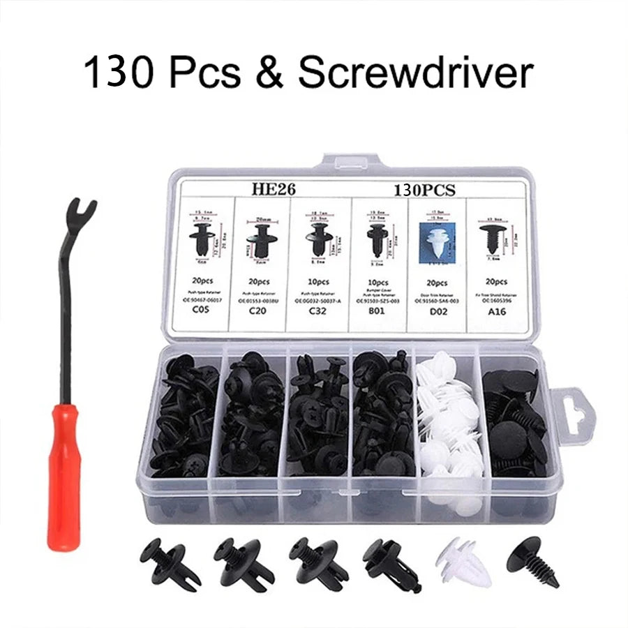 Kit de clips de sujeción para automóvil, remaches para guardabarros, 30 herramientas, remaches para carrocería, remaches, parachoques, molduras de puertas y paneles.