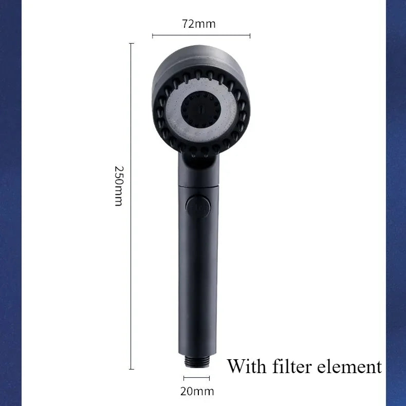 Cabezal de ducha con filtro de alta presión, rociador ajustable de 3 modos con cepillo de masaje, grifo de lluvia, accesorios de baño
