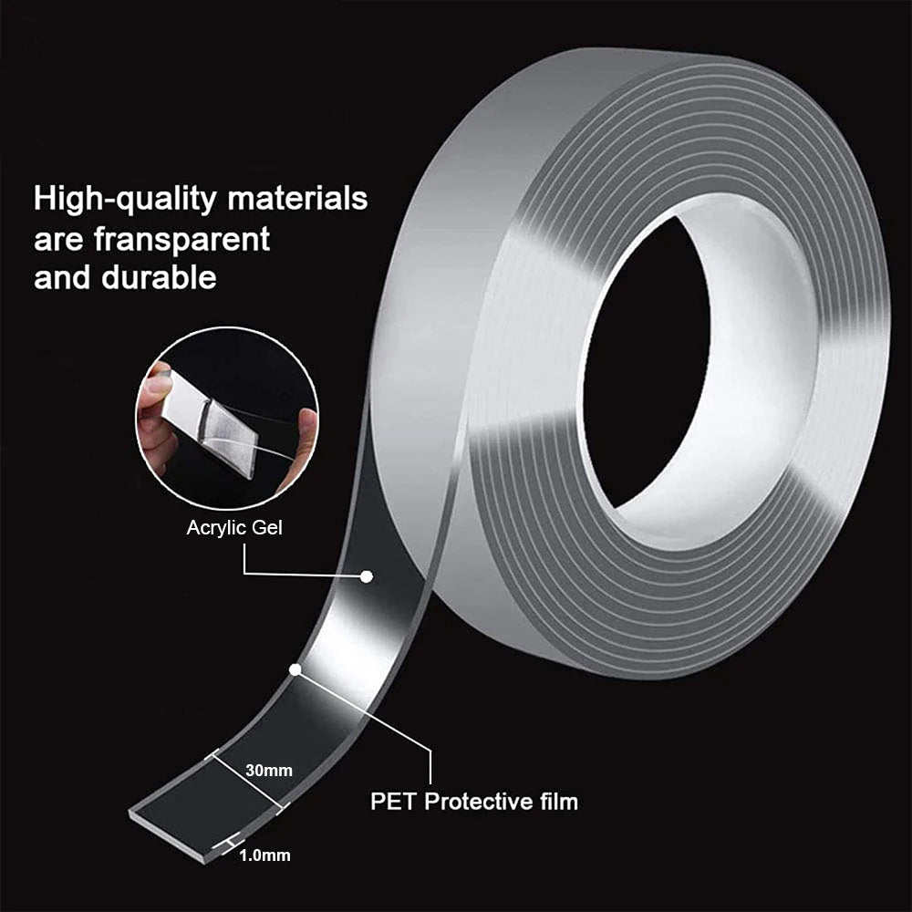 1-10M Double-sided Adhesive Nano Tape 30mm Width Reusable No Trace Waterproof Ultra-strong Wall Tape Strip Clear Mounting Tape