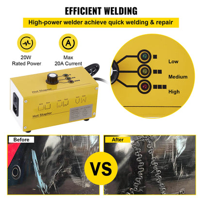 Kit de reparación de juntas calientes de plástico VEVOR, 220 V, 50 Hz, 20 W, kit de soldadura de 4,5 kg, soldadura de plástico, solución rápida para reparación de parachoques y salpicadero de coche