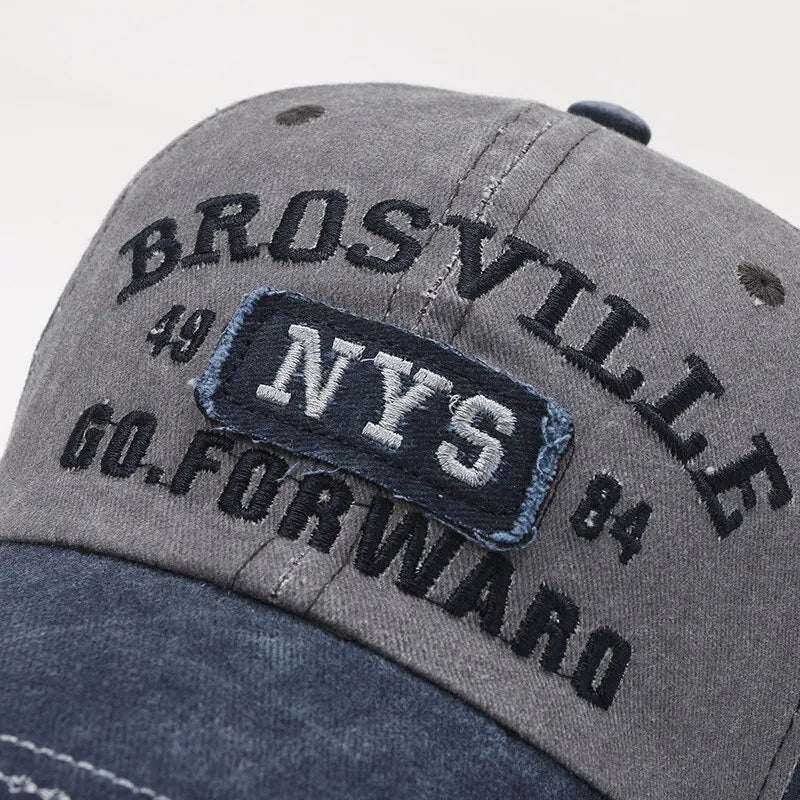 Gorra de béisbol Four Seasons para hombre, informal, de algodón lavado desgastado, con letras bordadas, ala curva, protección solar
