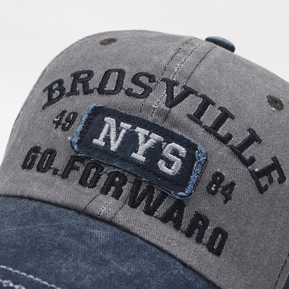 Gorra de béisbol Four Seasons para hombre, informal, de algodón lavado desgastado, con letras bordadas, ala curva, protección solar