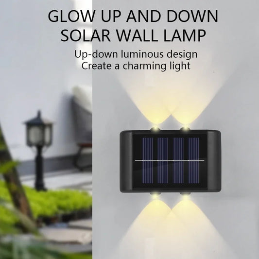 New 4LED Beads Up and Down Light Solar Waterproof Wall Light for Courtyard Garden Carport 4LED Beads Up and Down Light Solar