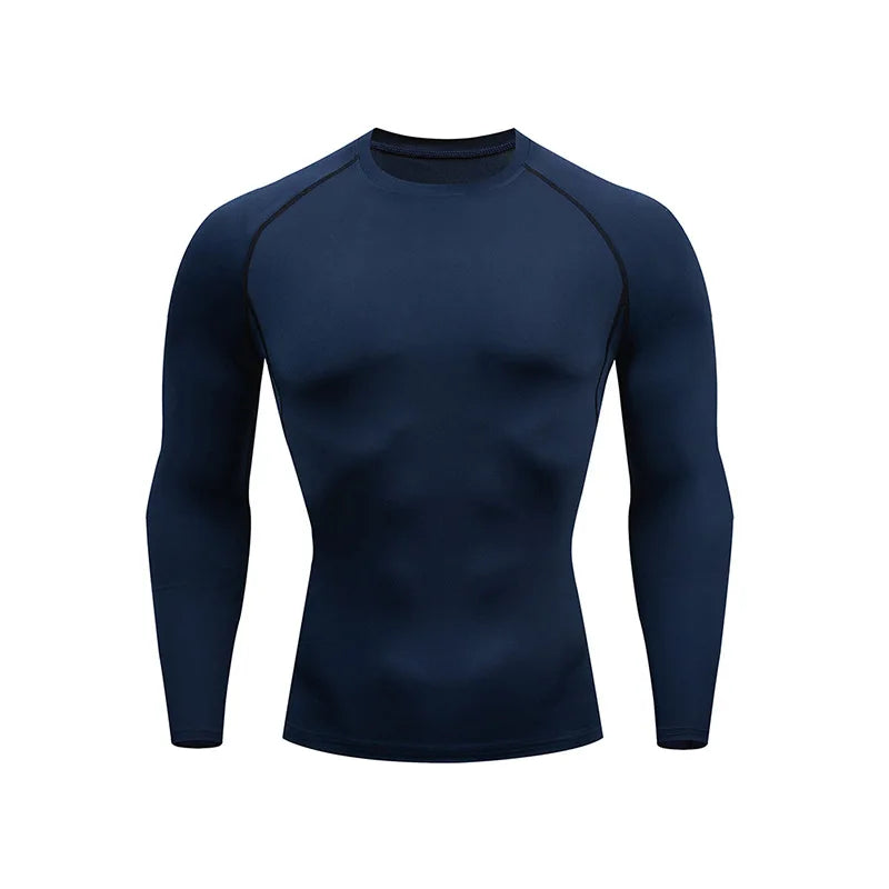Camiseta de manga larga para hombre, para correr, baloncesto, entrenamiento, ajustada, elástica, de secado rápido y compresión.