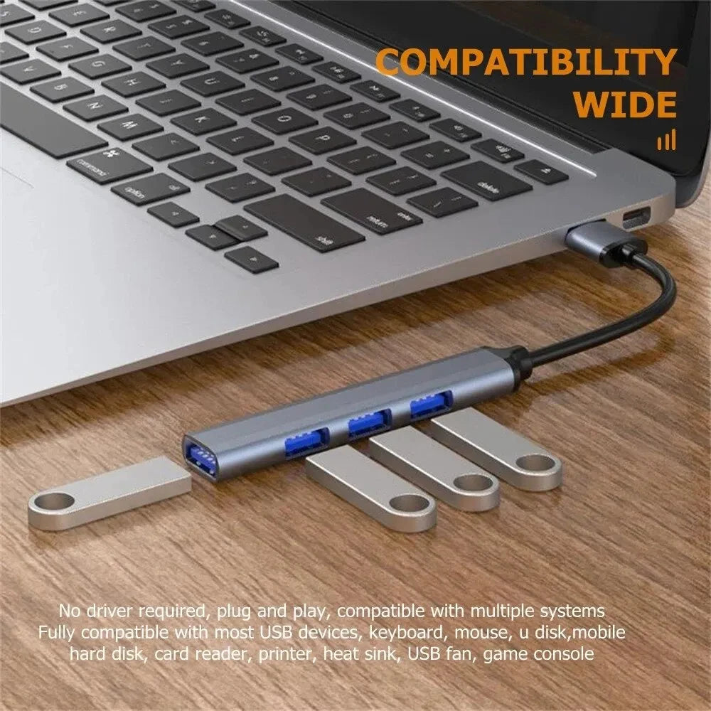 Extensor multifunción de un solo arrastre, concentrador de aleación de aluminio para portátil, divisor USB 3.0 tipo C, multiinterfaz para TV y teléfono móvil.