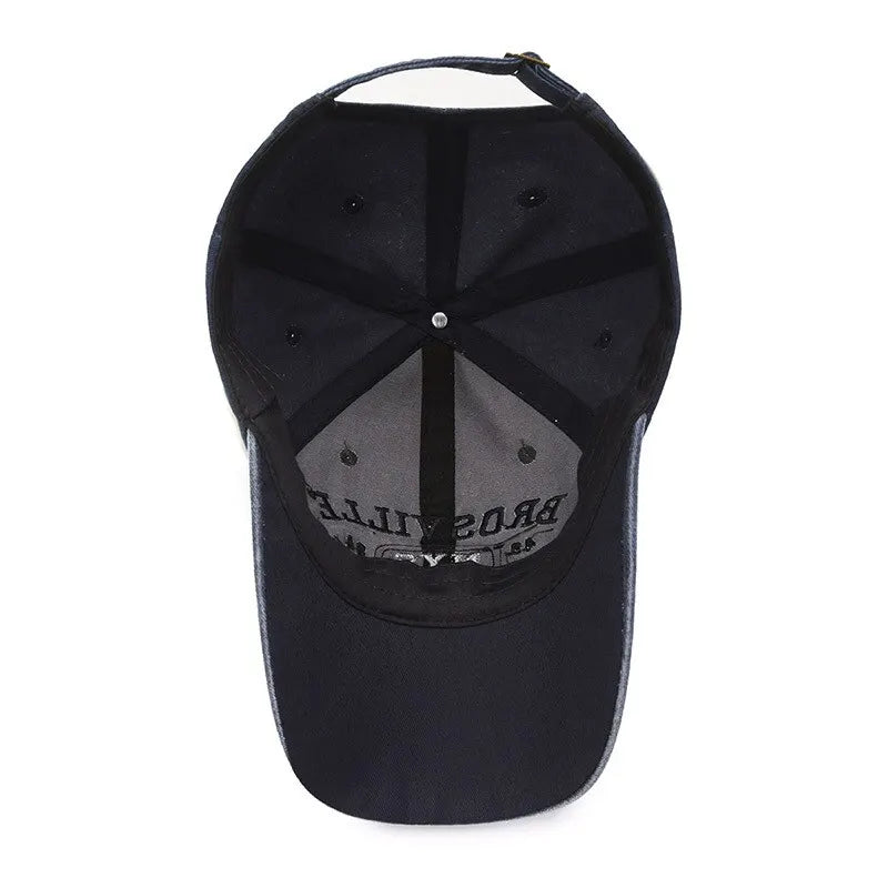 Gorra de béisbol Four Seasons para hombre, informal, de algodón lavado desgastado, con letras bordadas, ala curva, protección solar