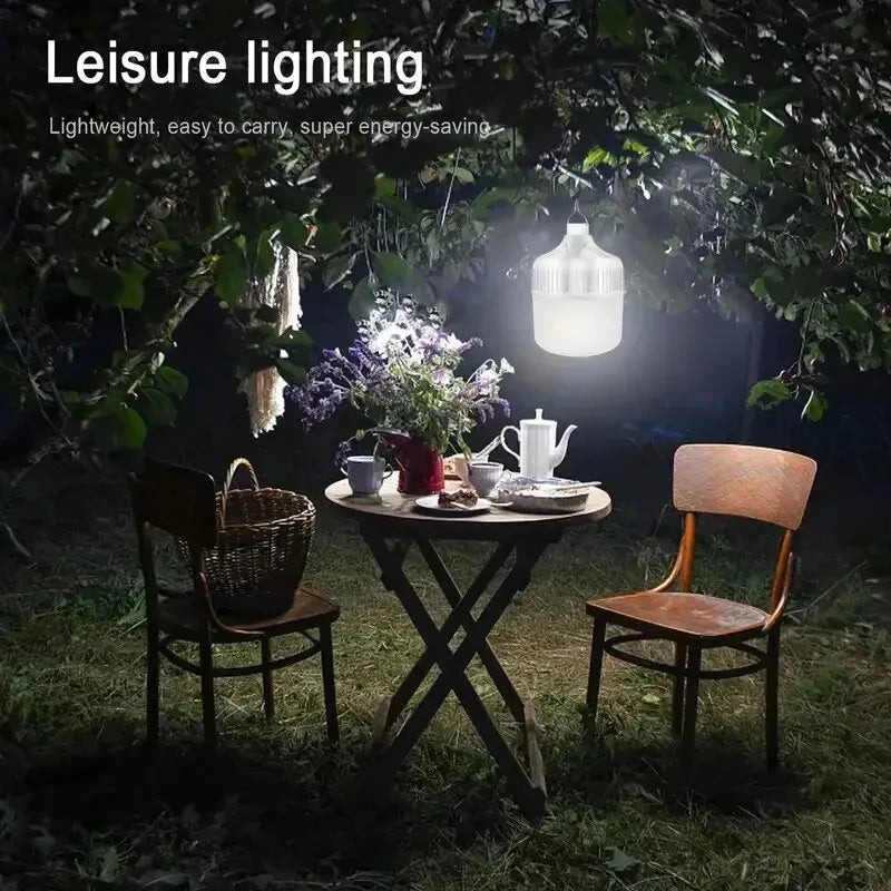 Bombilla LED nocturna recargable e impermeable, luz de emergencia regulable, para exteriores, barbacoa, tienda de campaña, patio y jardín.